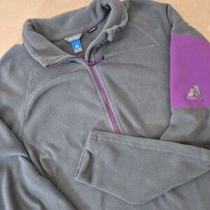 Eddie Bauer First Ascent Half Zip Fleece Pullover Womens XL Petite Gray Polartec